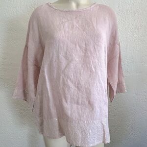 Bellambra Linen Boxy blush color /sequins top / blouse MED NWT Made in Italy